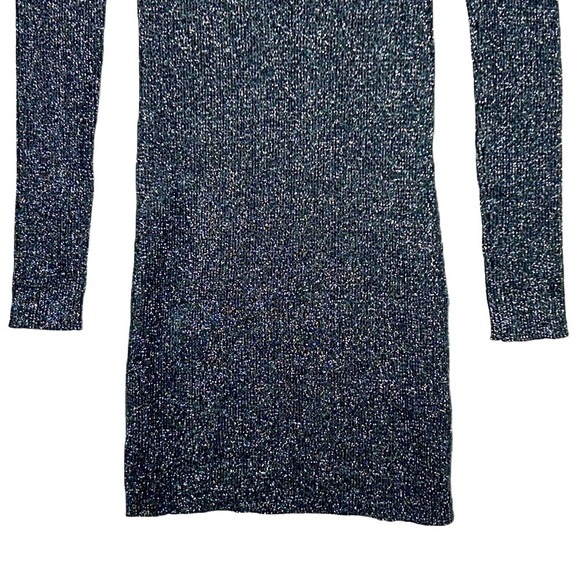 NWT Revolve Steve Madden Nadina Metallic LS Sweater Dress in Black & Silver, S - Picture 9 of 15
